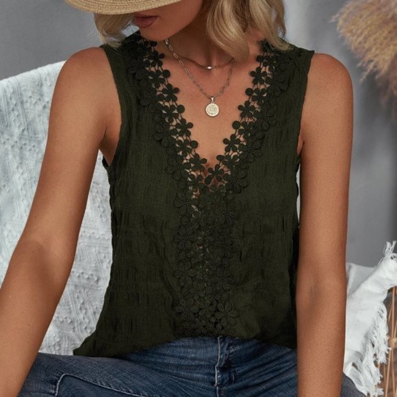 Boho Flower Lace Insert Blouse - Picture 1 of 6